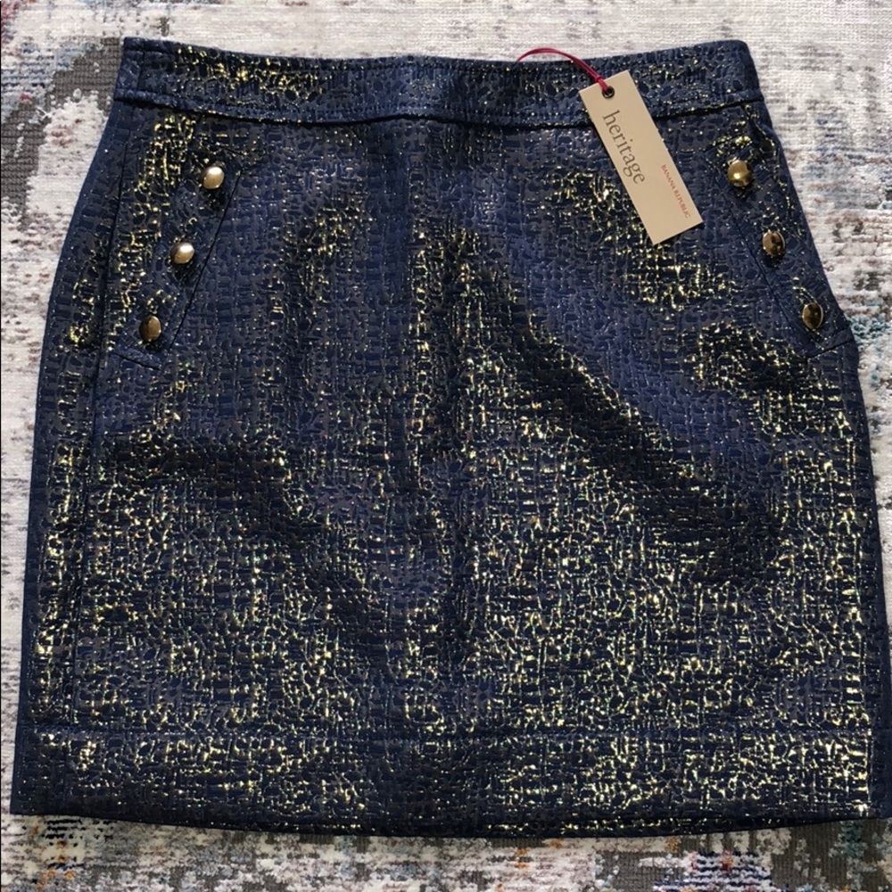 Gold and Navy Holiday Skirt